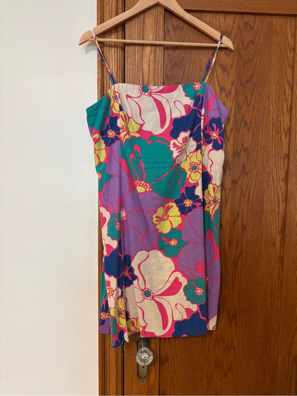 GAP Floral Spaghetti-Strap Linen Blend Mini Dress